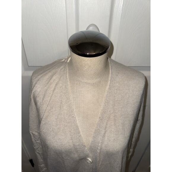 Reiss Addison Cardigan Sweater Shirt Oatmeal Wool Cashmere Button Front US 10 - Picture 2 of 8